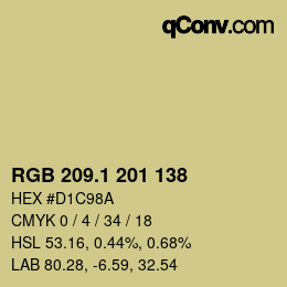 カラーコード: RGB 209.1 201 138 | qconv.com
