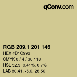 カラーコード: RGB 209.1 201 146 | qconv.com