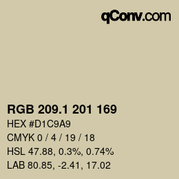 カラーコード: RGB 209.1 201 169 | qconv.com