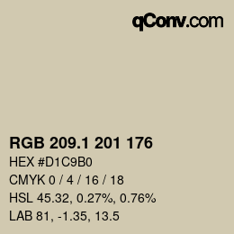 カラーコード: RGB 209.1 201 176 | qconv.com
