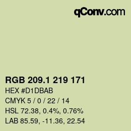カラーコード: RGB 209.1 219 171 | qconv.com