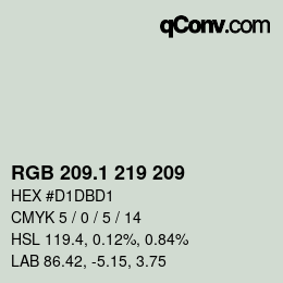 Color code: RGB 209.1 219 209 | qconv.com