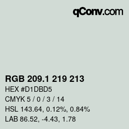カラーコード: RGB 209.1 219 213 | qconv.com