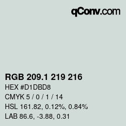 カラーコード: RGB 209.1 219 216 | qconv.com