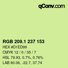 カラーコード: RGB 209.1 237 153 | qconv.com