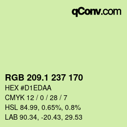 カラーコード: RGB 209.1 237 170 | qconv.com