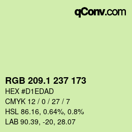カラーコード: RGB 209.1 237 173 | qconv.com