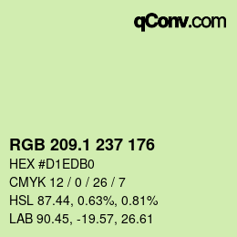 カラーコード: RGB 209.1 237 176 | qconv.com