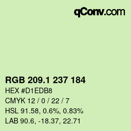 カラーコード: RGB 209.1 237 184 | qconv.com