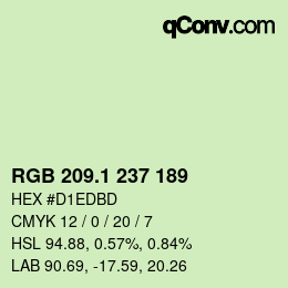 カラーコード: RGB 209.1 237 189 | qconv.com