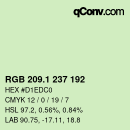 カラーコード: RGB 209.1 237 192 | qconv.com