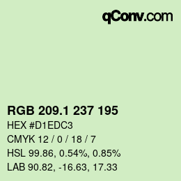 Color code: RGB 209.1 237 195 | qconv.com