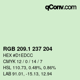 Color code: RGB 209.1 237 204 | qconv.com