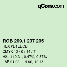 カラーコード: RGB 209.1 237 205 | qconv.com