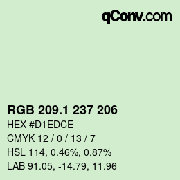 Color code: RGB 209.1 237 206 | qconv.com