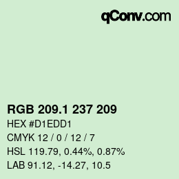 Color code: RGB 209.1 237 209 | qconv.com