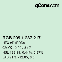 カラーコード: RGB 209.1 237 217 | qconv.com