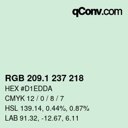 Color code: RGB 209.1 237 218 | qconv.com