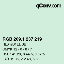 Color code: RGB 209.1 237 219 | qconv.com