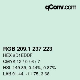 Color code: RGB 209.1 237 223 | qconv.com