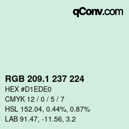 カラーコード: RGB 209.1 237 224 | qconv.com