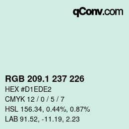 カラーコード: RGB 209.1 237 226 | qconv.com
