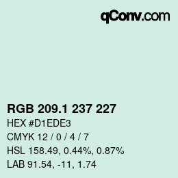 カラーコード: RGB 209.1 237 227 | qconv.com