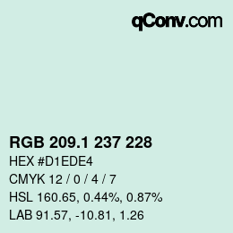 Color code: RGB 209.1 237 228 | qconv.com