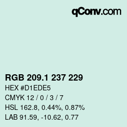 カラーコード: RGB 209.1 237 229 | qconv.com