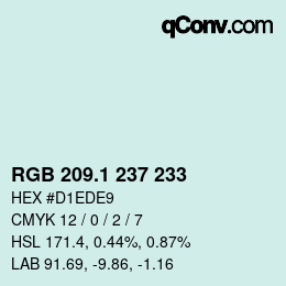 Color code: RGB 209.1 237 233 | qconv.com