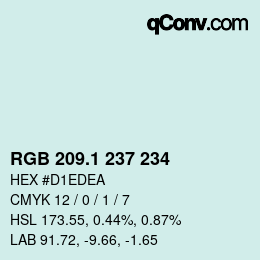 Color code: RGB 209.1 237 234 | qconv.com