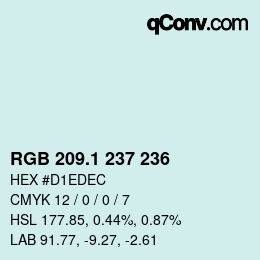 Color code: RGB 209.1 237 236 | qconv.com