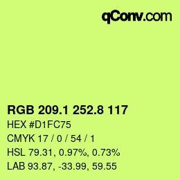 カラーコード: RGB 209.1 252.8 117 | qconv.com