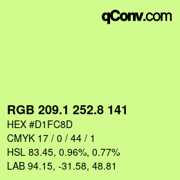カラーコード: RGB 209.1 252.8 141 | qconv.com