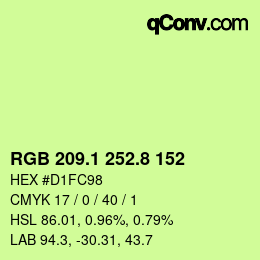 カラーコード: RGB 209.1 252.8 152 | qconv.com
