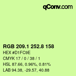 カラーコード: RGB 209.1 252.8 158 | qconv.com