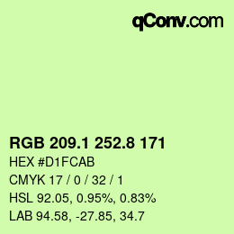カラーコード: RGB 209.1 252.8 171 | qconv.com