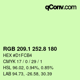 カラーコード: RGB 209.1 252.8 180 | qconv.com