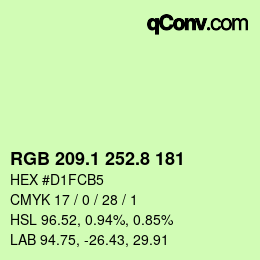 カラーコード: RGB 209.1 252.8 181 | qconv.com