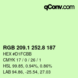 カラーコード: RGB 209.1 252.8 187 | qconv.com