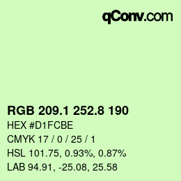 Color code: RGB 209.1 252.8 190 | qconv.com