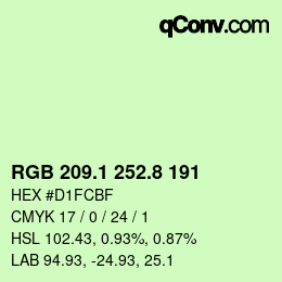 カラーコード: RGB 209.1 252.8 191 | qconv.com
