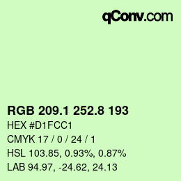 カラーコード: RGB 209.1 252.8 193 | qconv.com