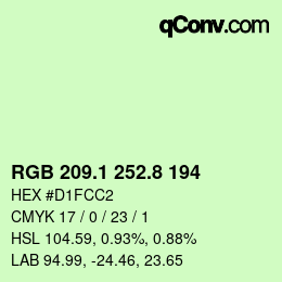 Color code: RGB 209.1 252.8 194 | qconv.com
