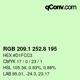Farbcode: RGB 209.1 252.8 195 | qconv.com