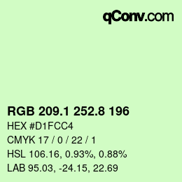 カラーコード: RGB 209.1 252.8 196 | qconv.com