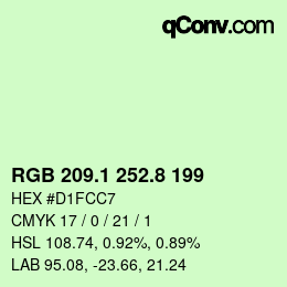 カラーコード: RGB 209.1 252.8 199 | qconv.com