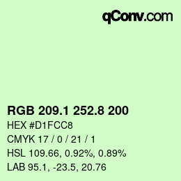 カラーコード: RGB 209.1 252.8 200 | qconv.com