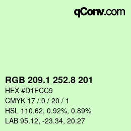 カラーコード: RGB 209.1 252.8 201 | qconv.com