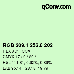 カラーコード: RGB 209.1 252.8 202 | qconv.com
